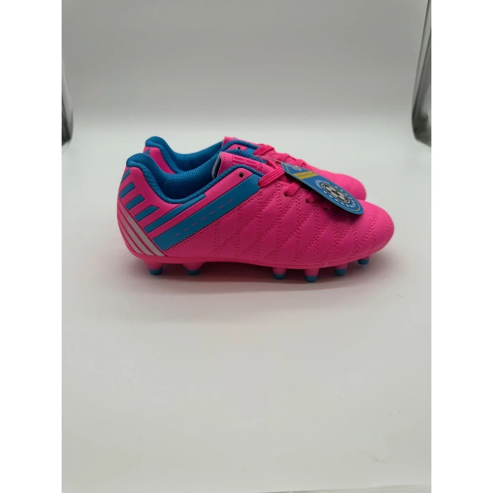 Bloomman Kids Soccer Cleats Hot Pink Blue Athletic Shoes Firm Ground Size 2 NEW